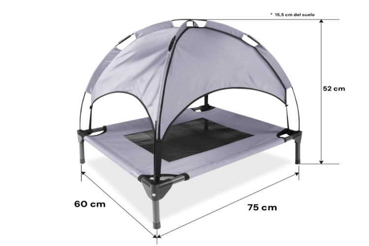 CAMA EN ALTURA PARA EXTERIOR CON TECHO TALLE M ART.11341 (DISTRI)