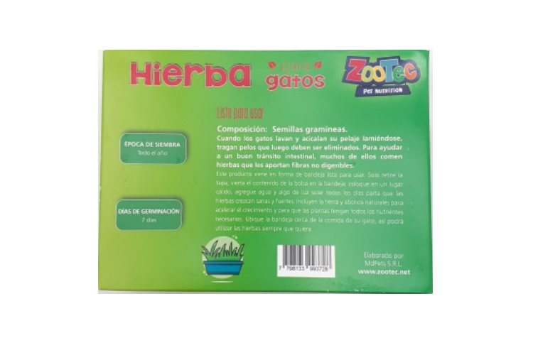 ZOOTEC HIERBA PARA GATOS 80GR BANDEJA ART.339 (L.SUR)