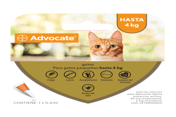 ADVOCATE GATO HASTA 4 KG (ELANCO) (1 MES)