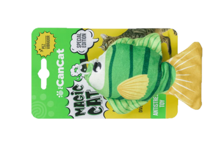 JUEGUETE GATO CANCAT PEZ VERDE A CUERDA 12X9CM ART.1565 (CANCAT)