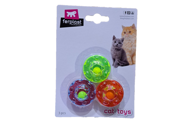 JUGUETE DE GATO RUEDITA CON PELOTITA X3 (FERPLAST)