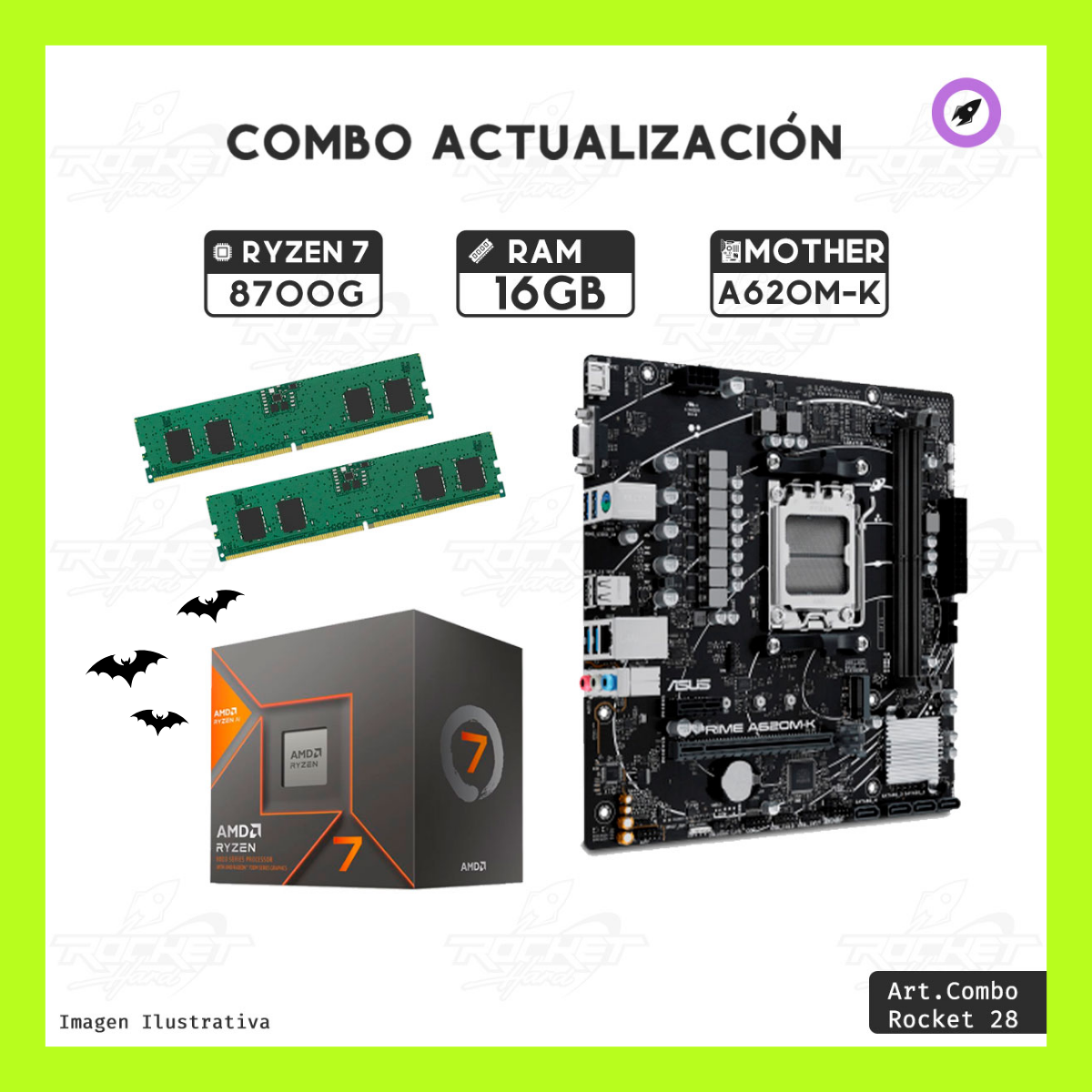 COMBO ROCKET RYZEN 7 8700G - A620 - 16GB