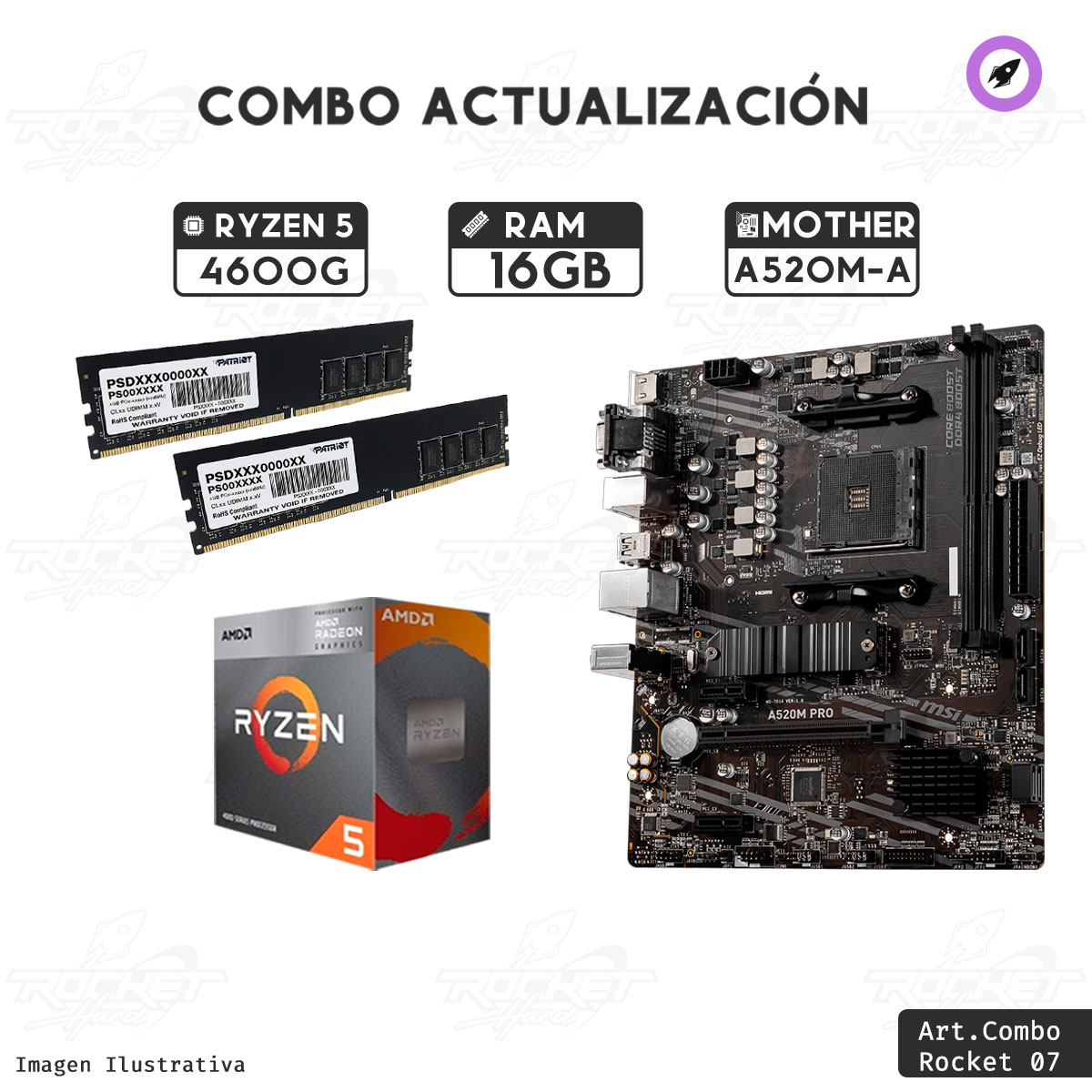 COMBO ROCKET RYZEN 5 4600G - A520 - 16GB