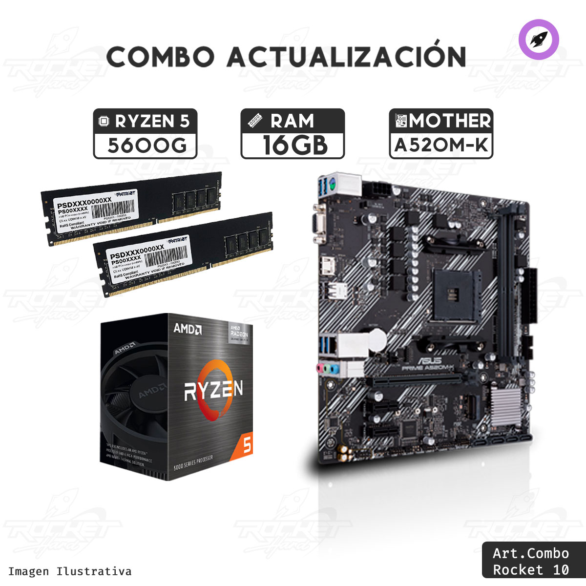 COMBO ROCKET RYZEN 5 5600G - A520 - 16GB