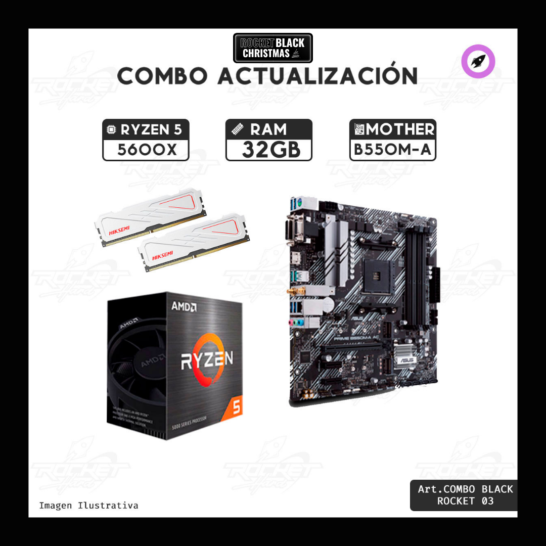 COMBO ROCKET RYZEN 5 5600X - B550M - 16GB
