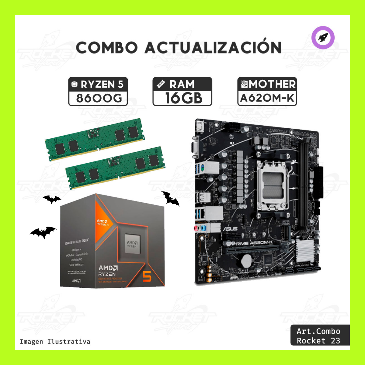 COMBO ROCKET RYZEN 5 8600G - A620 - 16GB