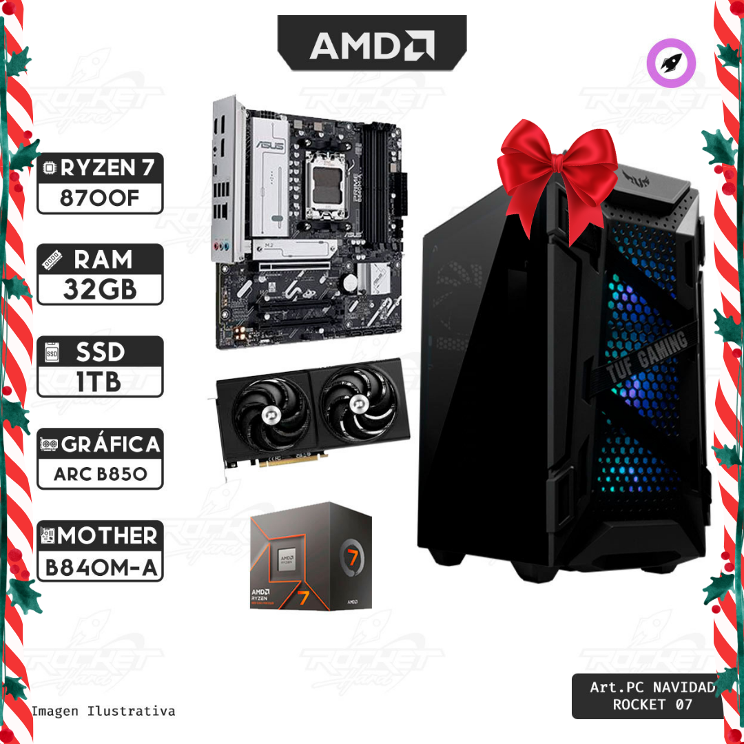 Pc Rocket Ryzen 7 8700f - Arc B580 12gb - 1tb - 32gb -  Am5