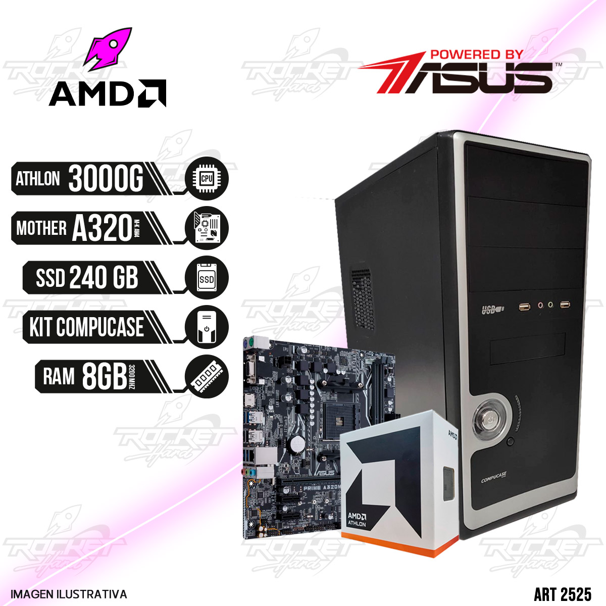 PC ROCKET ASUS 1 AMD ATHLON 3000G