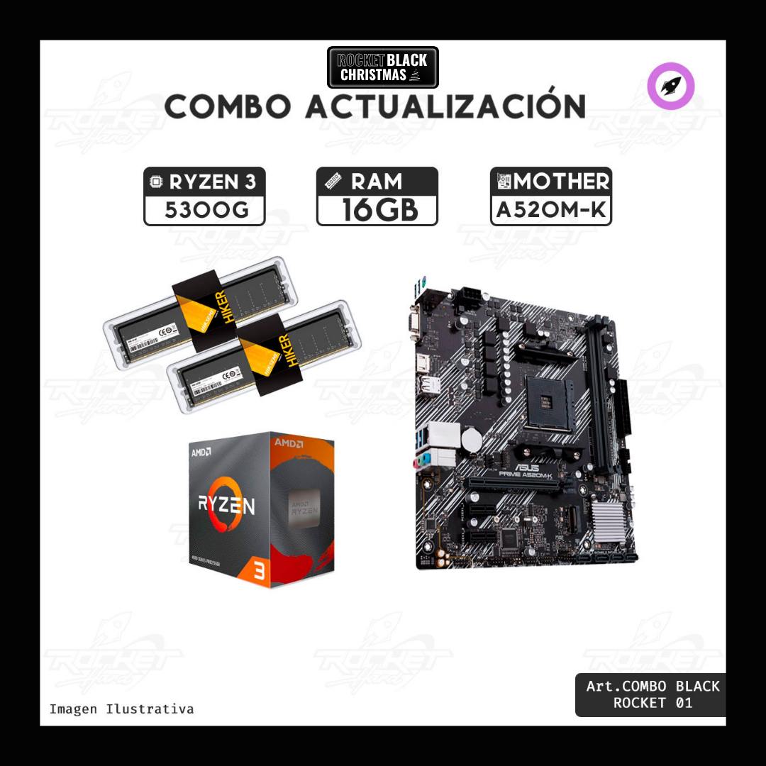 Combo Rocket Ryzen 3 5300g - A520 - 16gb