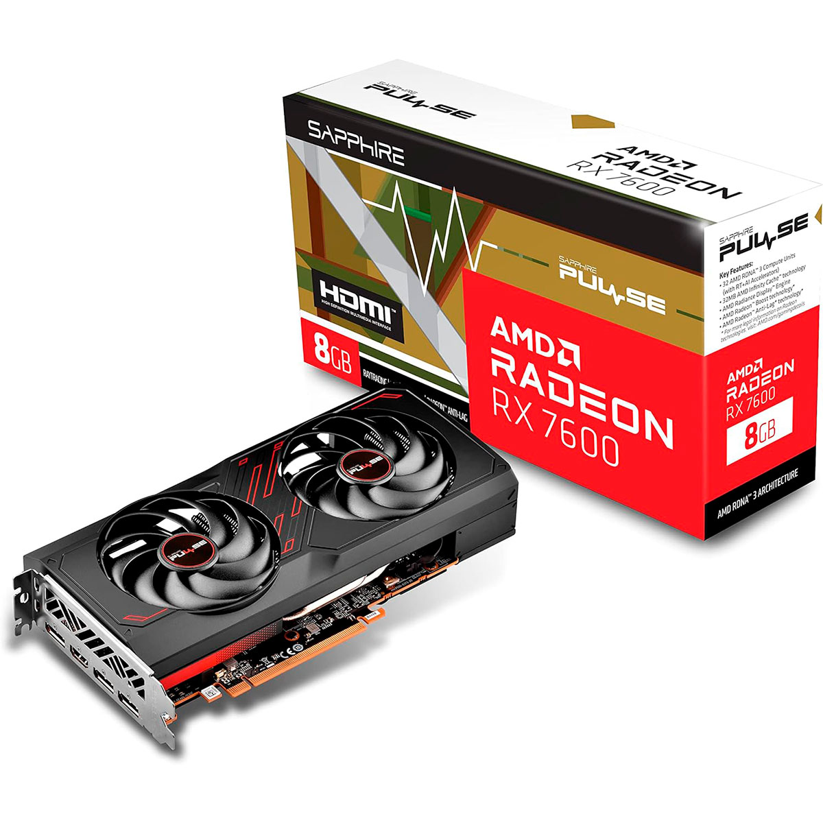 PLACA DE VIDEO SAPPHIRE RADEON RX 7600 PULSE 8GB