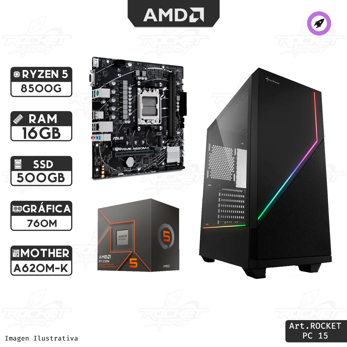 PC PROMO RYZEN 5 8500G AM5 - 16GB - 500GB