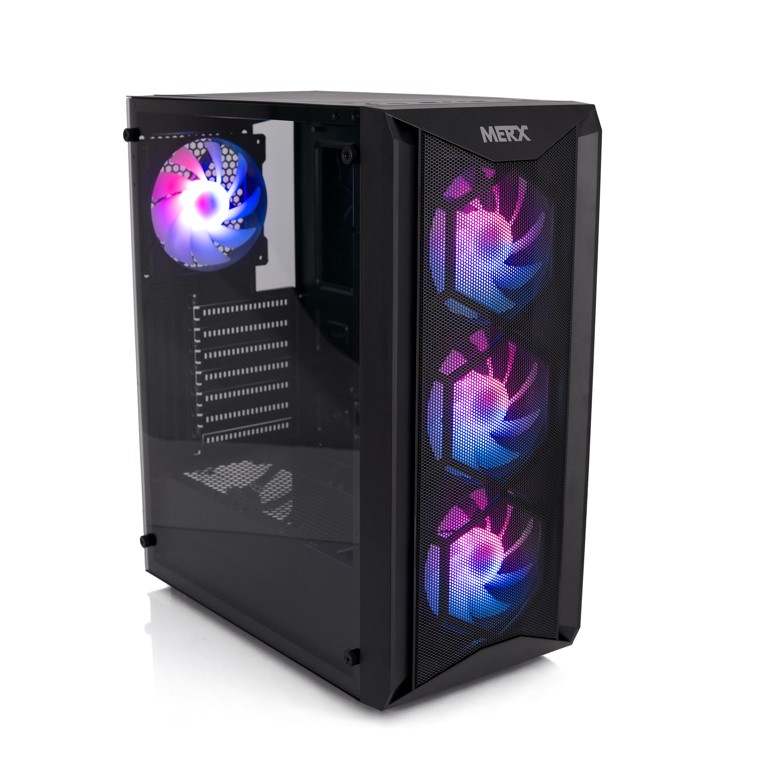 GABINETE MERX OS-100 GAMER + 4 COOLER ARGB / BLACK (OCTOPUS)