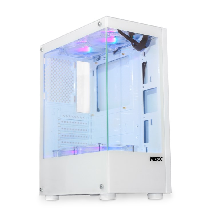 GABINETE MERX WF-100 GAMER + 4 COOLER ARGB ( WOLF WHITE )