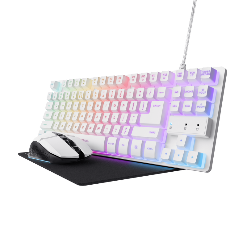 COMBO TRUST GAMING KIT 3EN1 GXT 794W BUNDLE TECLADO+MOUSE+PAD WHITE