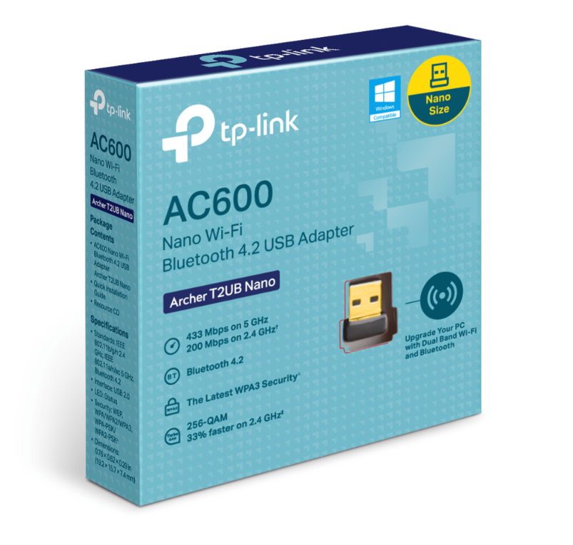 ADAPTADOR WIFI+BLUETOOTH USB ARCHER T2UB NANO AC600 DUAL BAND