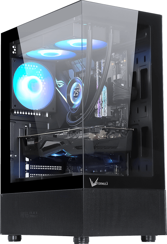 GABINETE GAMER FORMULA V CRYSTAL Z1+ BLACK (ATX + 3 FANS FRGB)