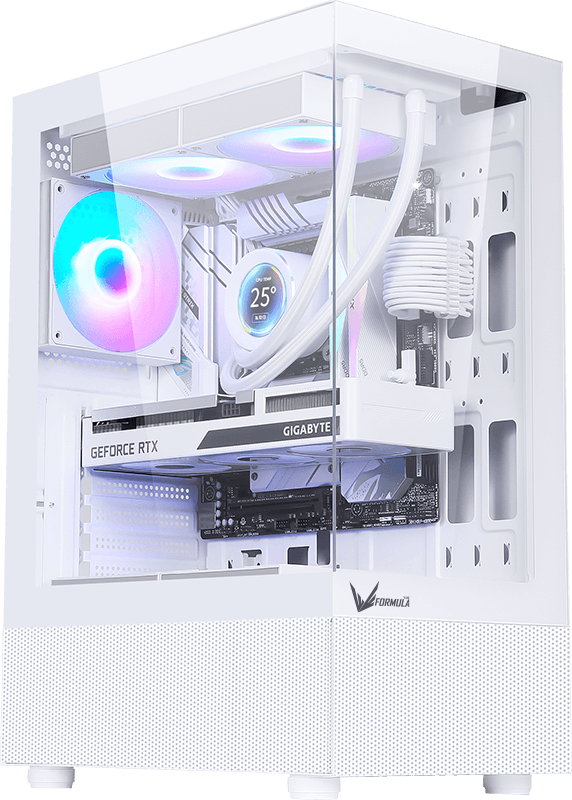 GABINETE GAMER FORMULA V CRYSTAL Z1+ WHITE (ATX + 3 FANS FRGB)