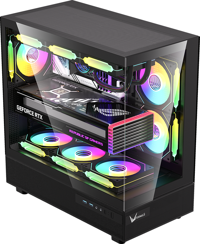 GABINETE GAMER FORMULA V CRYSTAL Z8 COSMIC BLACK (ATX + 6 FANS FRGB)