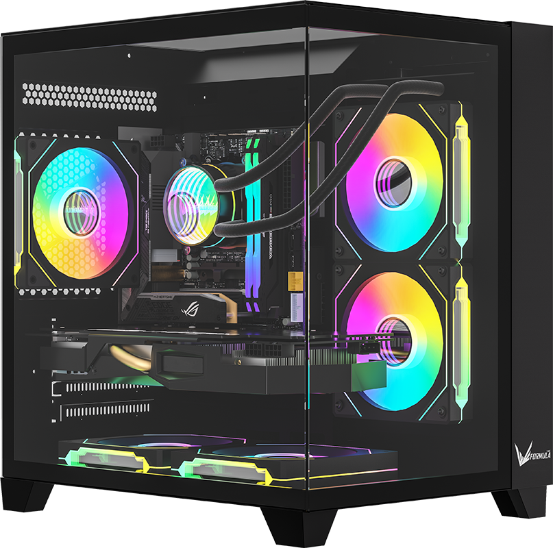 GABINETE GAMER FORMULA V CRYSTAL Z9M FLOE BLACK (MATX + 5 FANS ARGB)