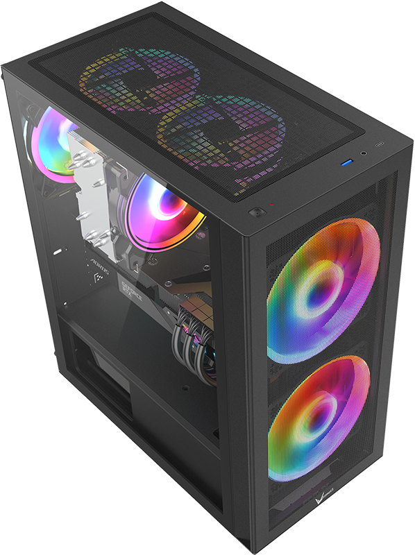 GABINETE GAMER FORMULA V AIR POWER G5 DUO BLACK (ATX/MATX/ITX + 3 FANS FRGB)