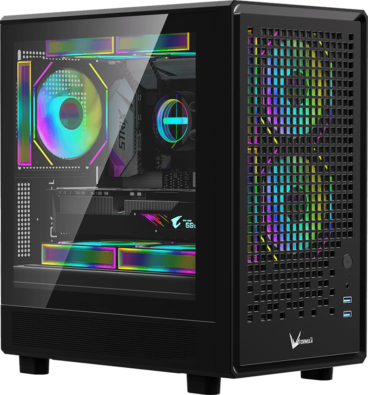 GABINETE GAMER FORMULA V AIR MESH G2 BLACK (MATX + 3 FANS FRGB)