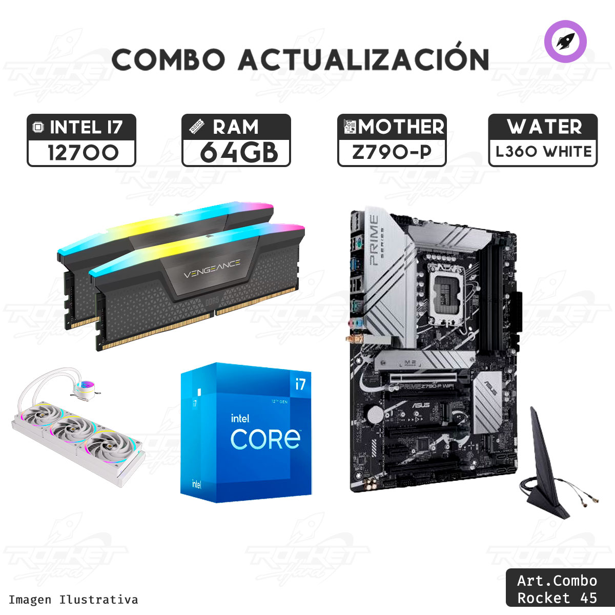 COMBO ROCKET INTEL I7 12700 - Z790 WIFI - 64GB - WATER 360MM
