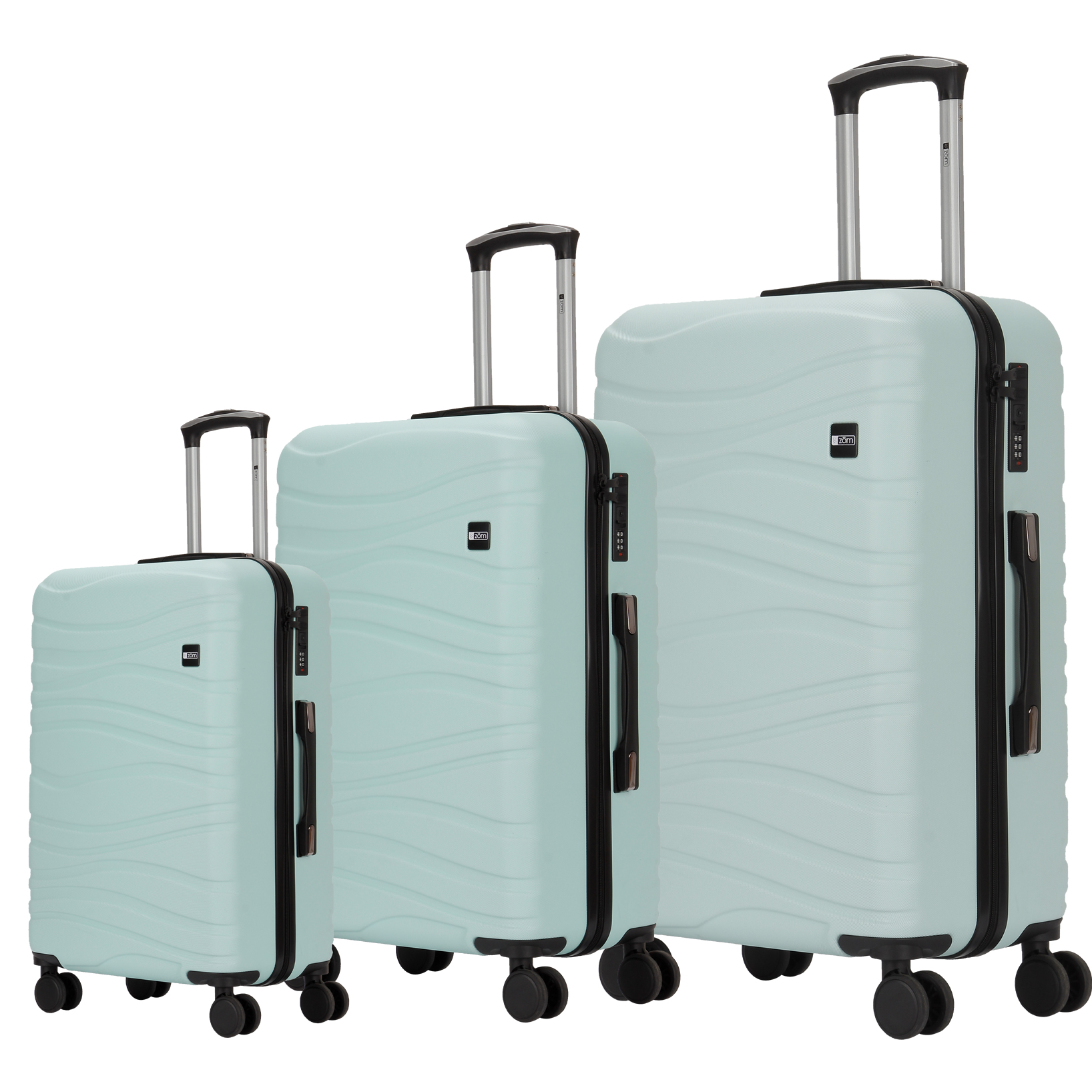 ZOM VALIJAS RIGIDAS ZL-S052LG - SET X 3 MEDIDAS - WAVY BLUE MINT