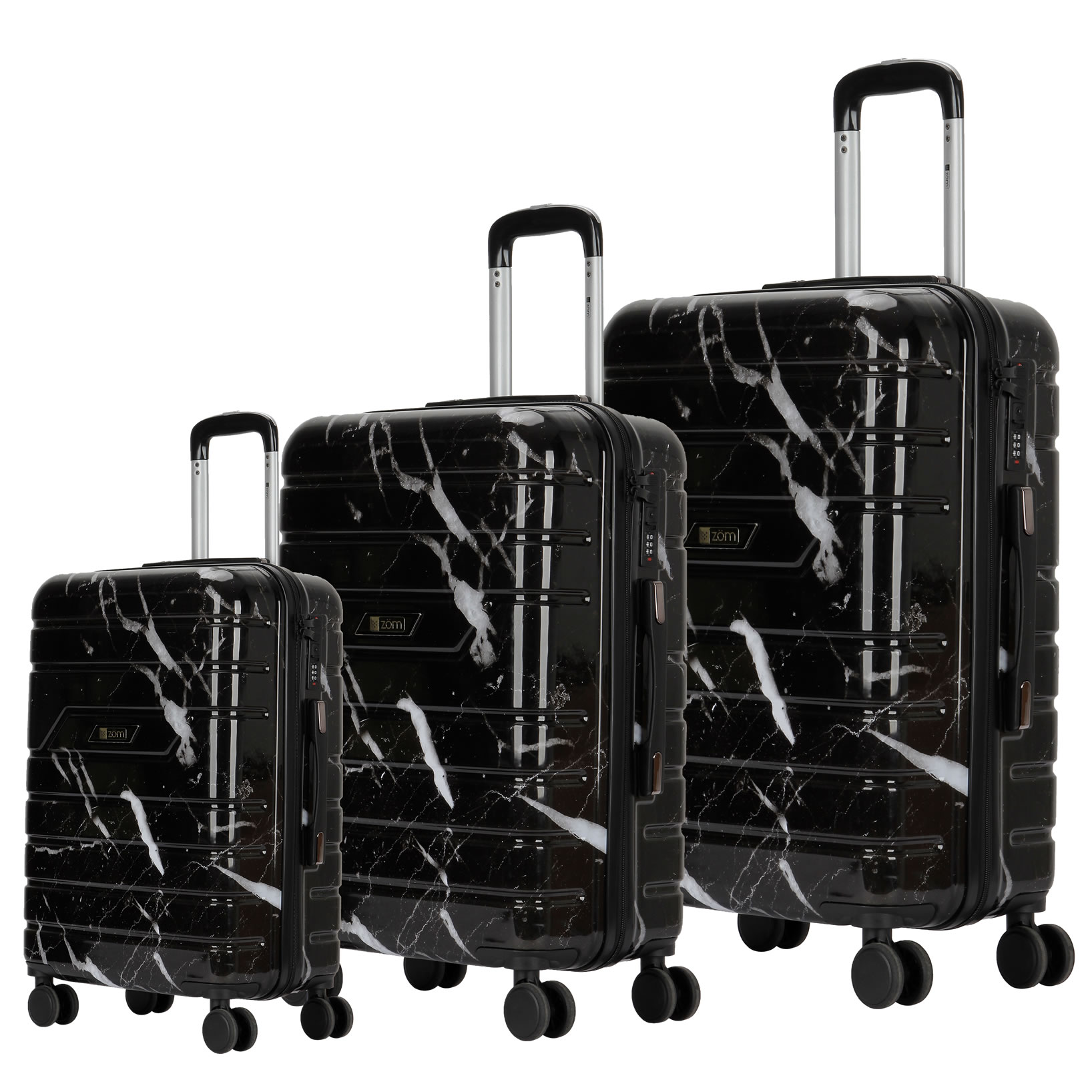 ZOM VALIJAS RÍGIDAS ZL-S628BF - SET X 3 MEDIDAS - MARBLE BLACK FANSY