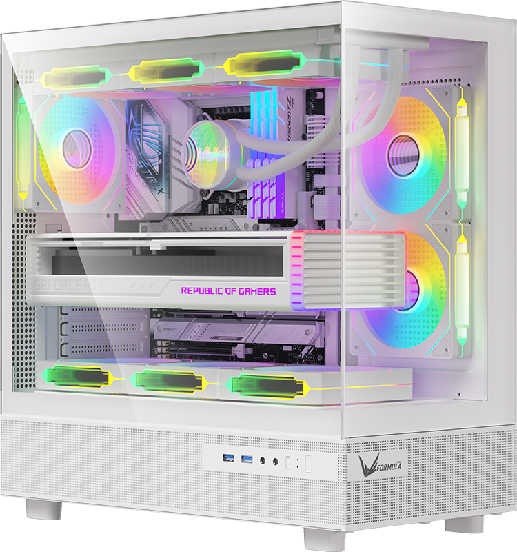 GABINETE GAMER FORMULA V CRYSTAL Z8 FLOE WHITE (ATX + 6 FANS FRGB)