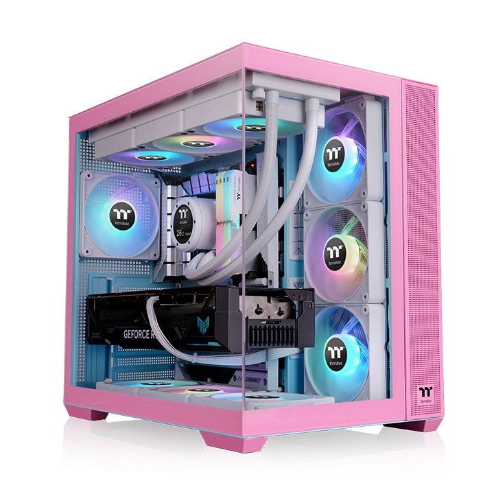 GABINETE THERMALTAKE VIEW 380 MID-TOWER TG X2 FAN ARGB X4 BUBBLE PINK