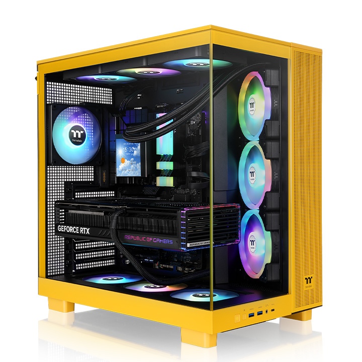 GABINETE THERMALTAKE VIEW 380 XL MID-TOWER TG X2 FAN ARGB X1 REVERSE FAN X3 BUMBLEBEE