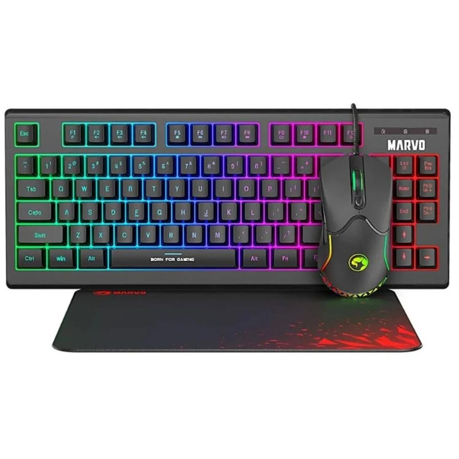 COMBO MARVO 3+1 CM310SP BLACK TECLADO MOUSE PAD RGB