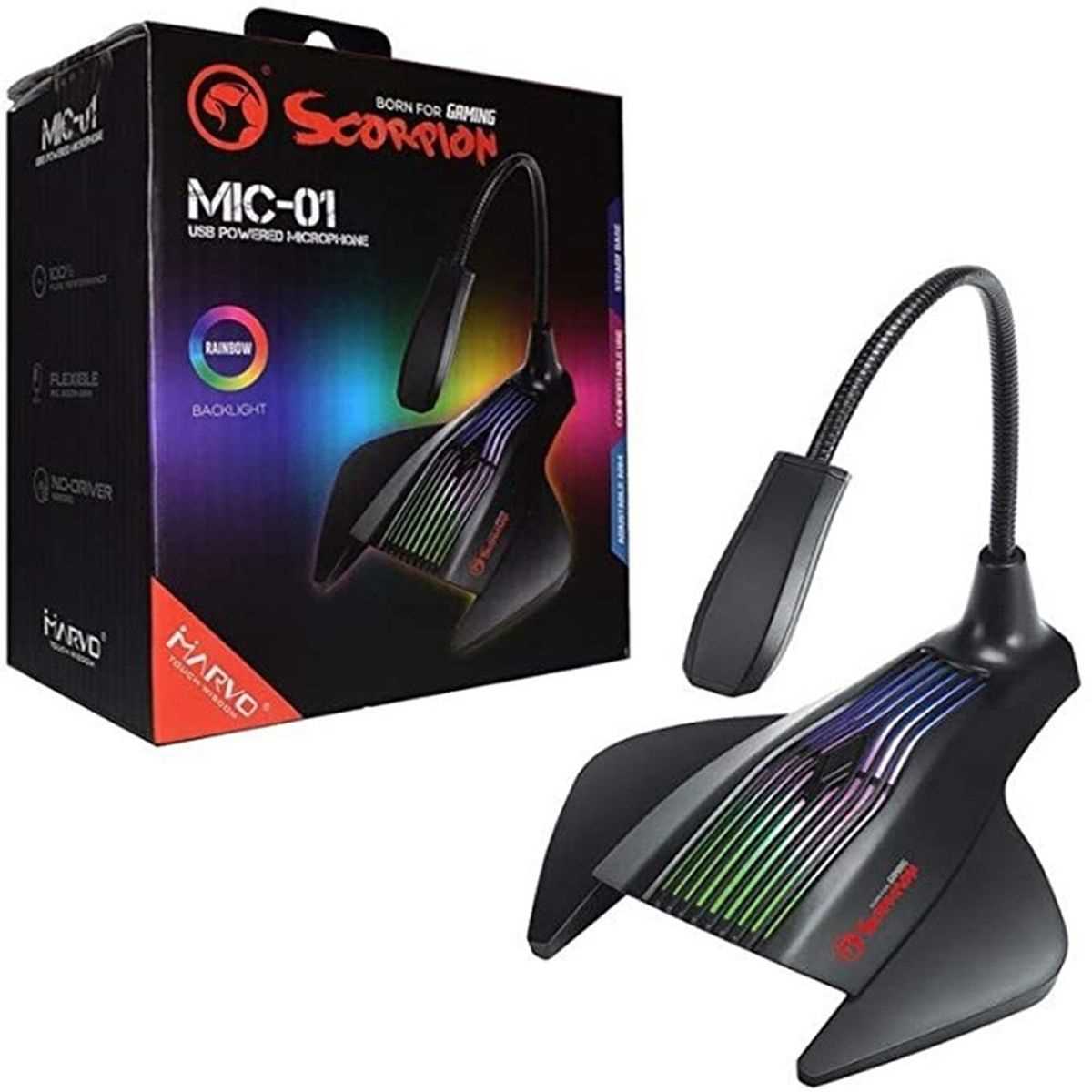 MICROFONO MARVO MIC-01 USB 1.5MTS RGB