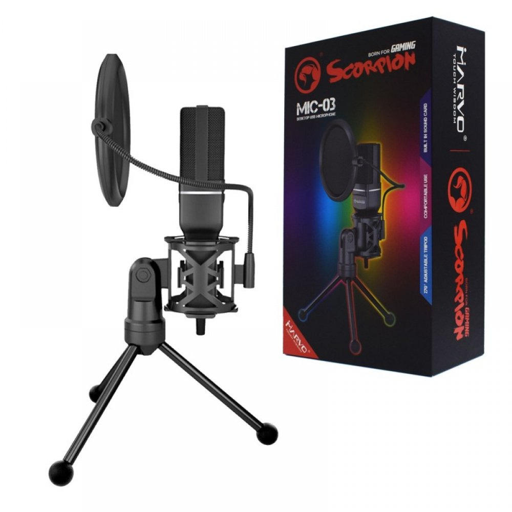 MICROFONO MARVO MIC-03 PROFESIONAL USB 1.5MTS SOUNDCARD INC