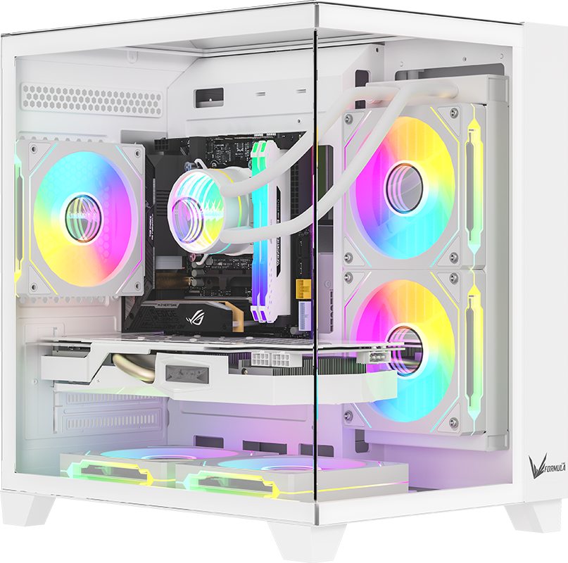 GABINETE GAMER FORMULA V CRYSTAL Z9M FLOE WHITE (MATX + 5 FANS ARGB)