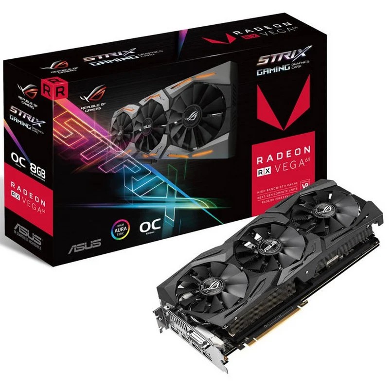 OUTLET PLACA DE VIDEO ASUS ROG STRIX RADEON RX VEGA 64 8GB OC