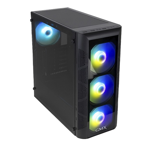 Gabinete Gamer Gmx 170 Mesh 4 Fanes Frgb Vidrio + Fuente 500w Voltaje Real