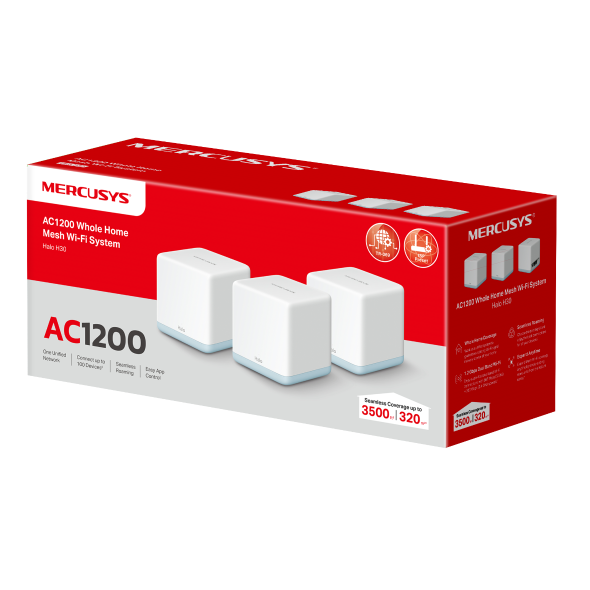 Repetidor Halo H30 Pack De 3 Mesh Mercusys Ac1200 Wifi System