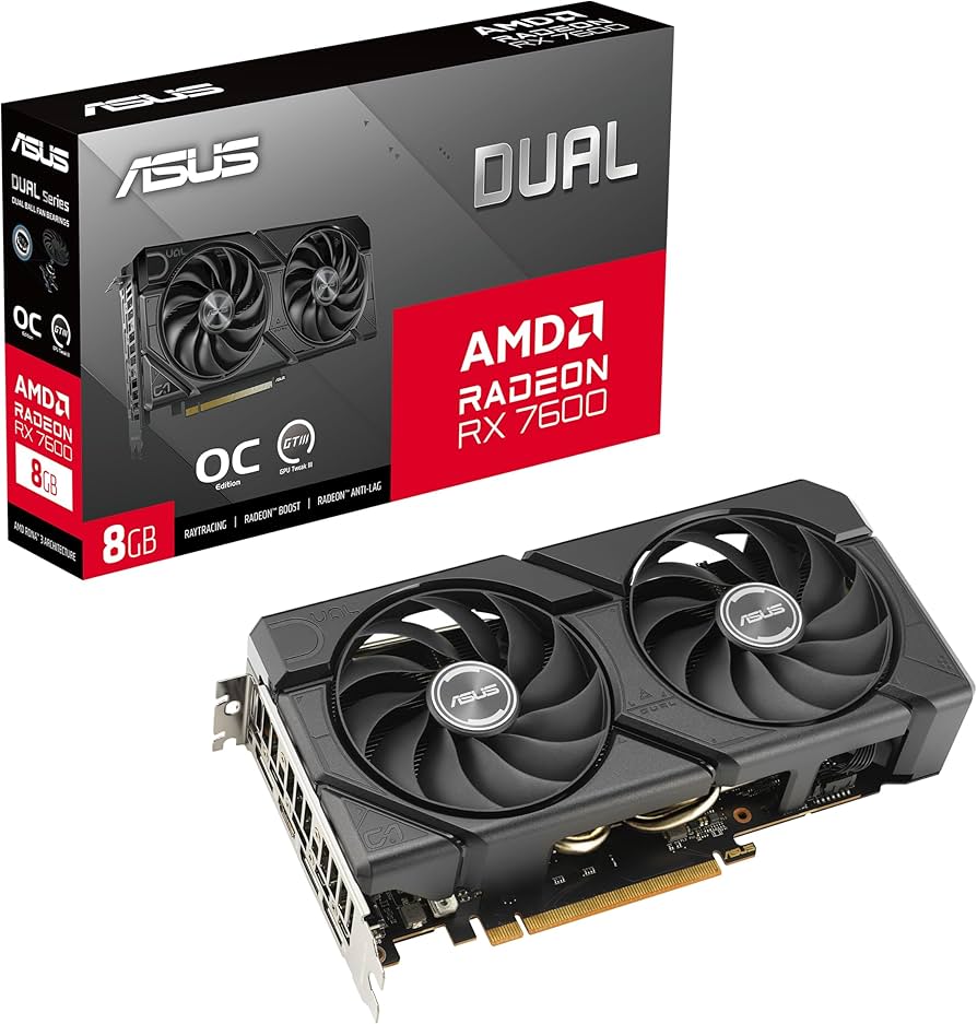 PLACA DE VIDEO ASUS DUAL AMD RADEON RX7600 O8GB EVO