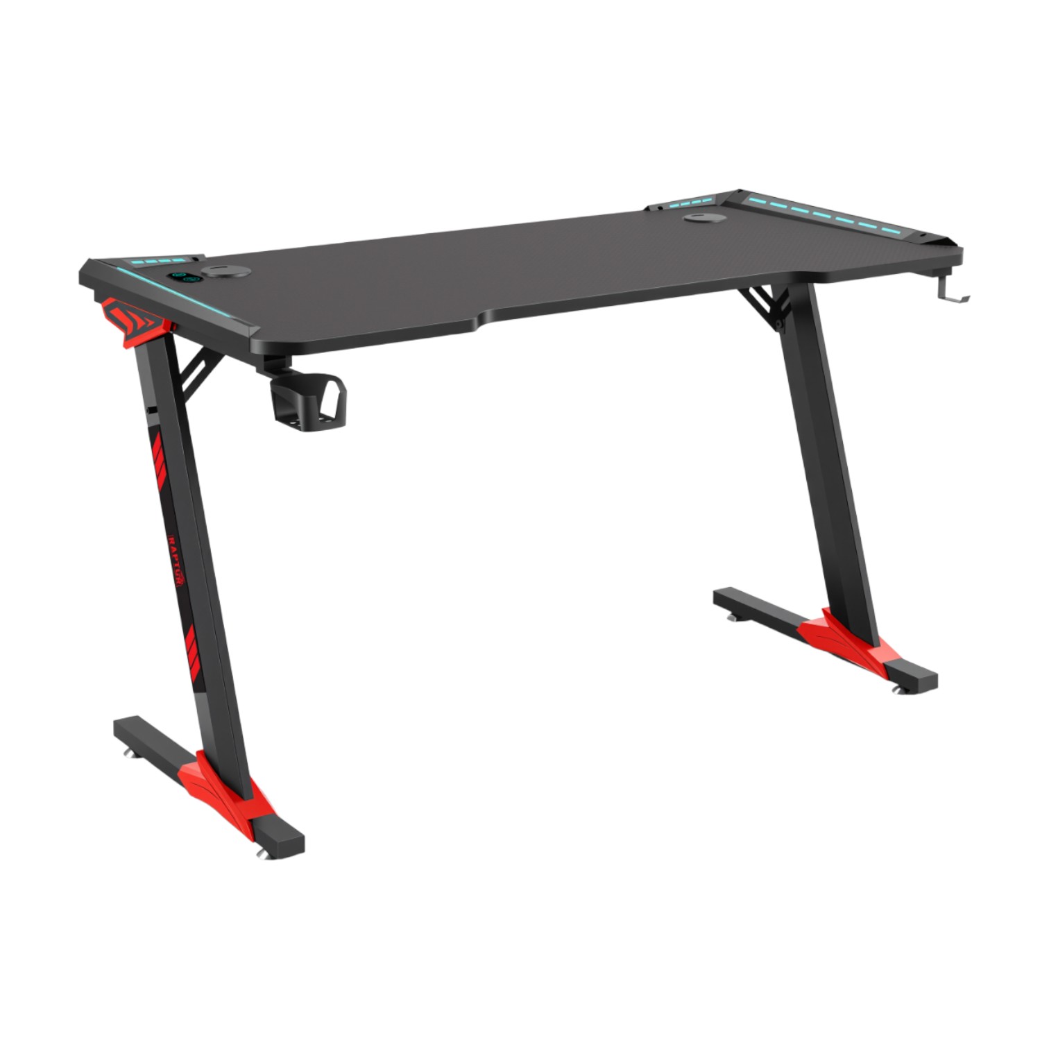 Escritorio Gamer Raptor Glow Station Se Rgb Via Usb C/portavasos + Porta Auricular