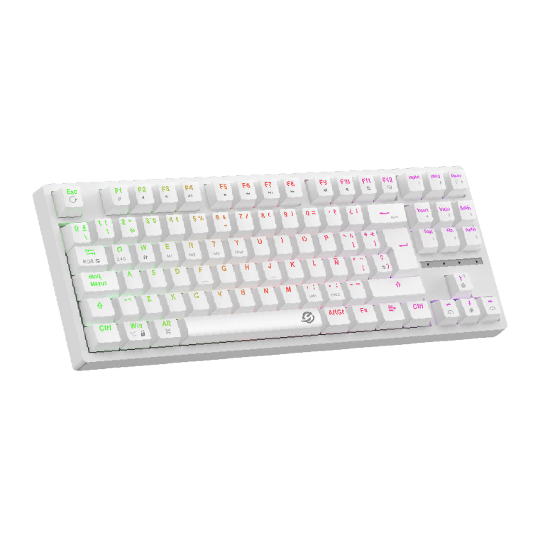 Teclado Mecanico Gamer Solarmax Tri -modo Tkl Switch Rojo Rgb Blanco Wireless
