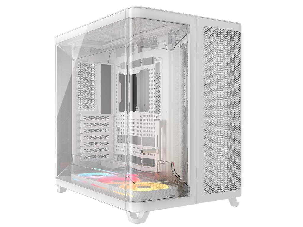 Gabinete Corsair Air 5400 Lx-r Rgb Icue Link Mid Tower Con Triple CÁmara Blanco