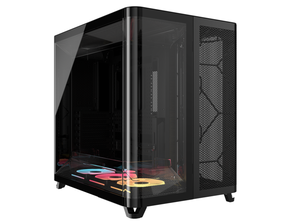 Gabinete Corsair Air 5400 Lx-r Rgb Icue Link Mid Tower Con Triple CÁmara Negro