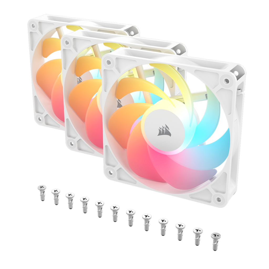 Kit De Ventiladores Corsair Flujo Invertido Rs120-r Argb De 120 Mm X3 Blanco