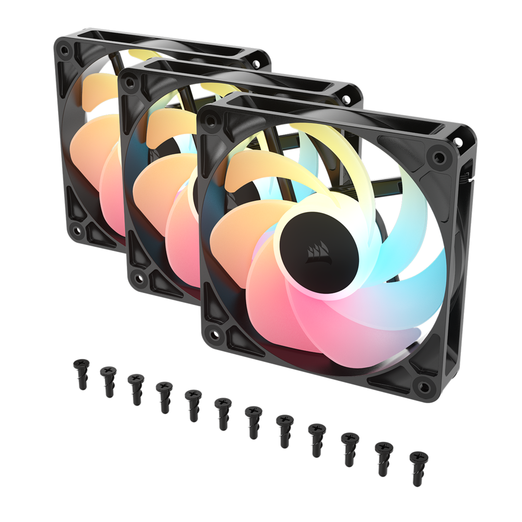 Kit De Ventiladores Corsair Flujo Invertido Rs120-r Argb De 120 Mm X3 Negro