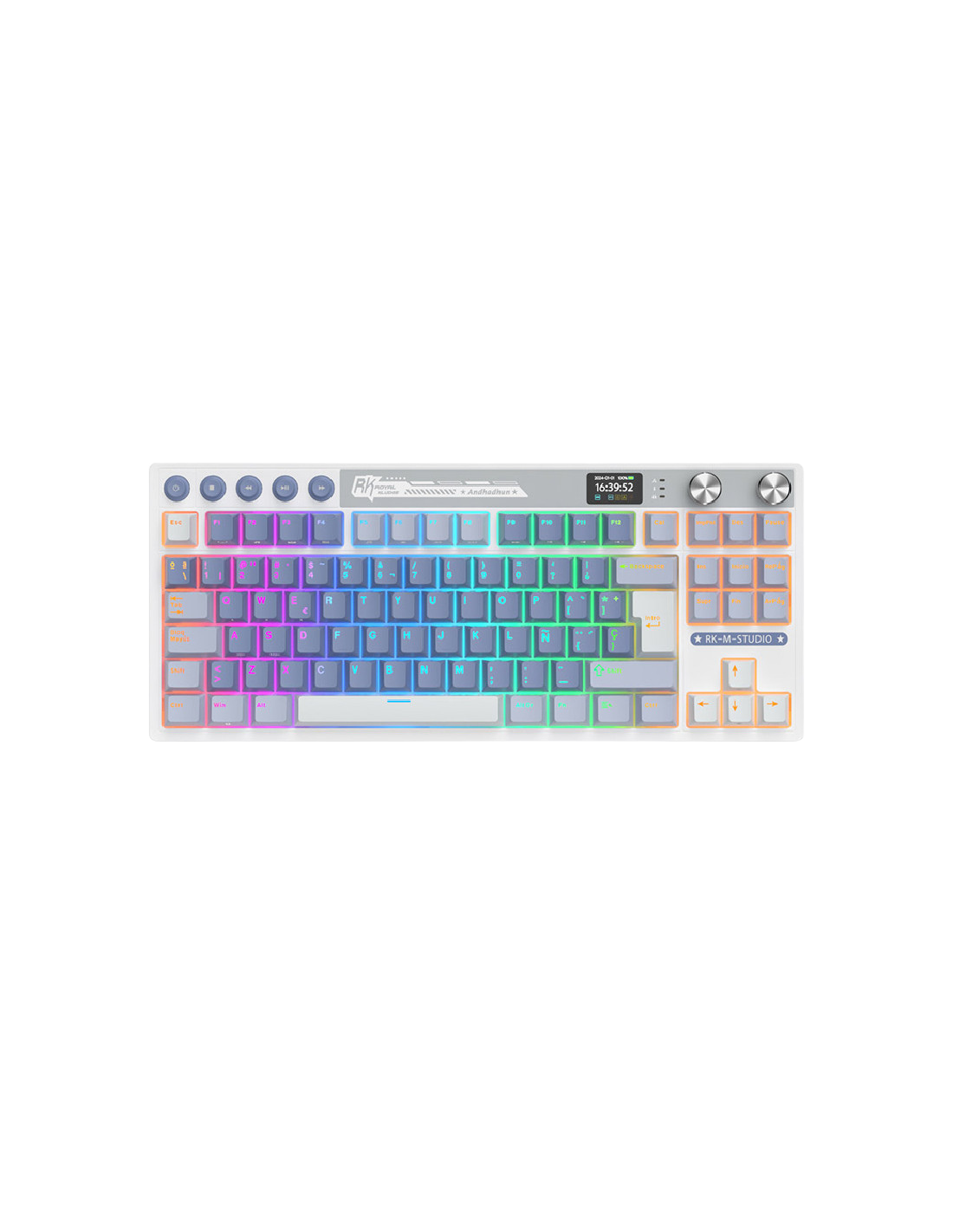 Teclado Royal Kludge Rkm87 Ocean Blue Switch Cream 75%