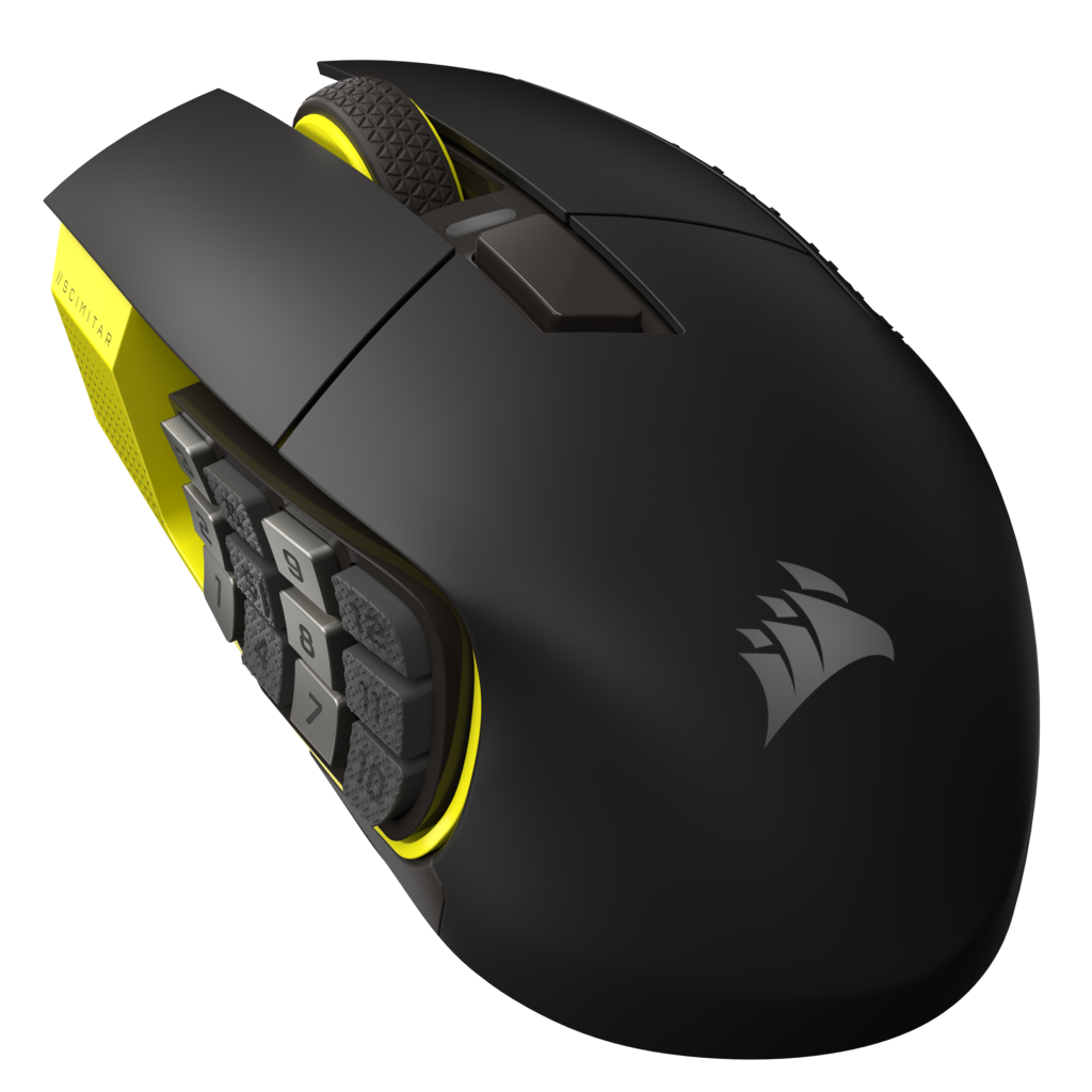 Mouse Gamer Corsair Mmo Scimitar Elite Wireless Se, Negro Y Amarillo