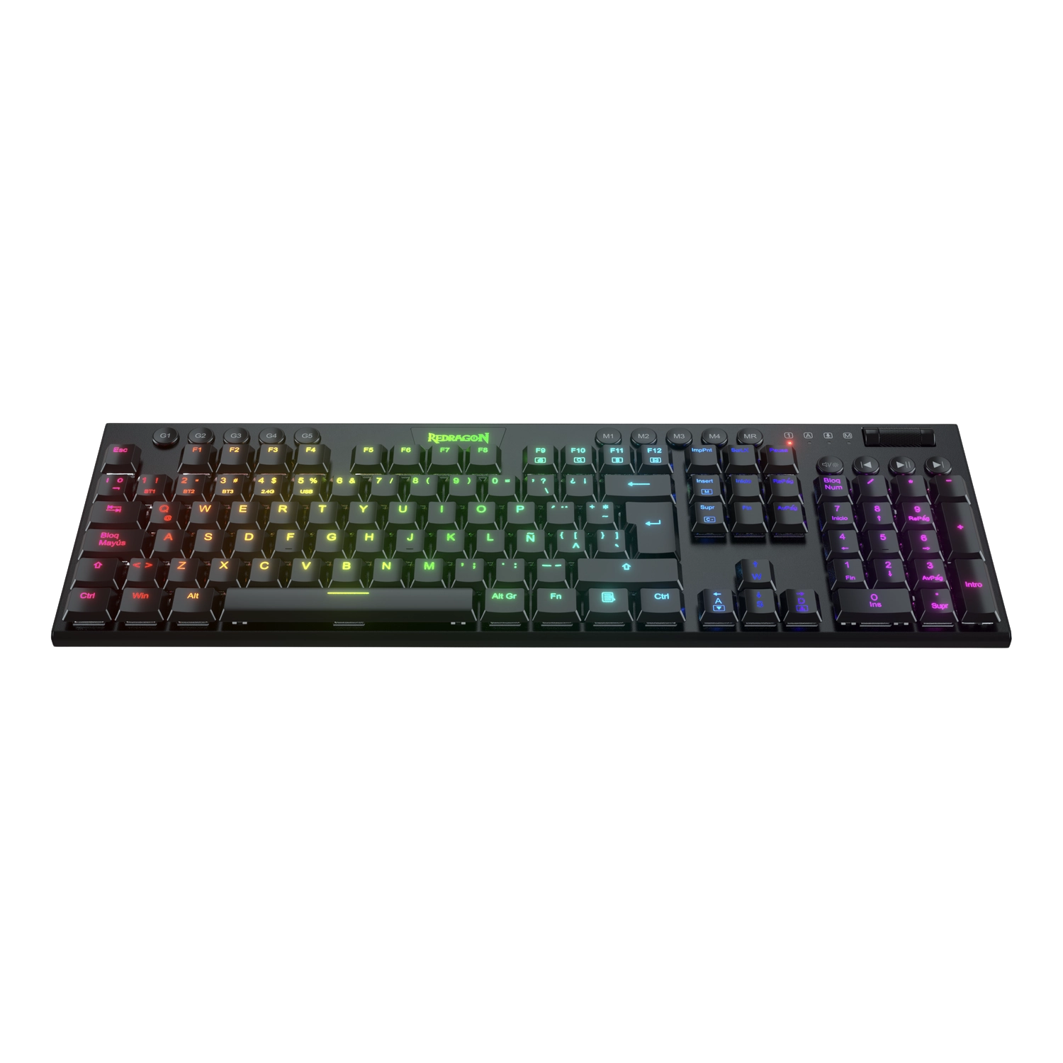 Teclado InalÁmbrico Redragon Horus Rgb K618 Negro