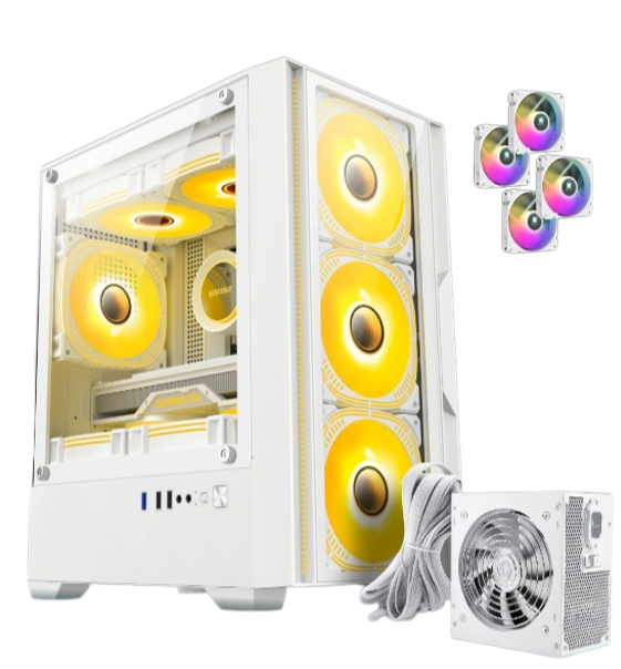 Gabinete Gamer Rgb Jalatec Jt-x19 White +fuente 650w 80+white +4 Fans Argb