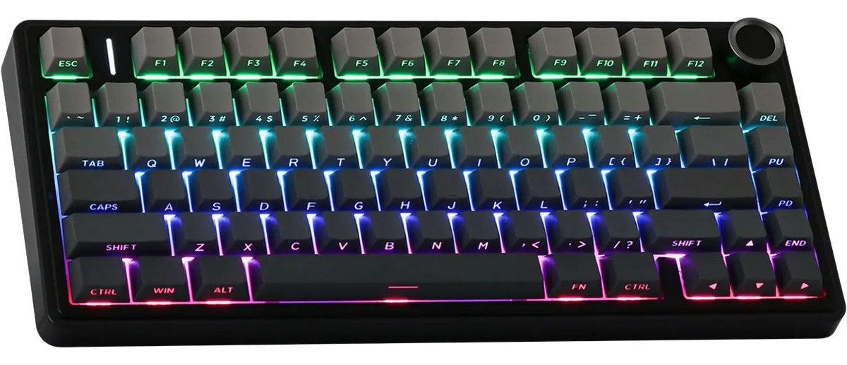 TECLADO AULA F75 BLACK DEGRADÉ MECANICO TRIMODO WIRELESS 75% RGB SW REAPER INGLÉS
